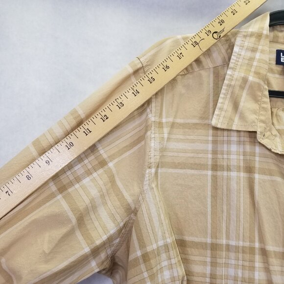 Lands End Button Up Shirt Women 2X 20-22 Brown Plaid Cotton Long Sleeve Tab Camp - Picture 13 of 14